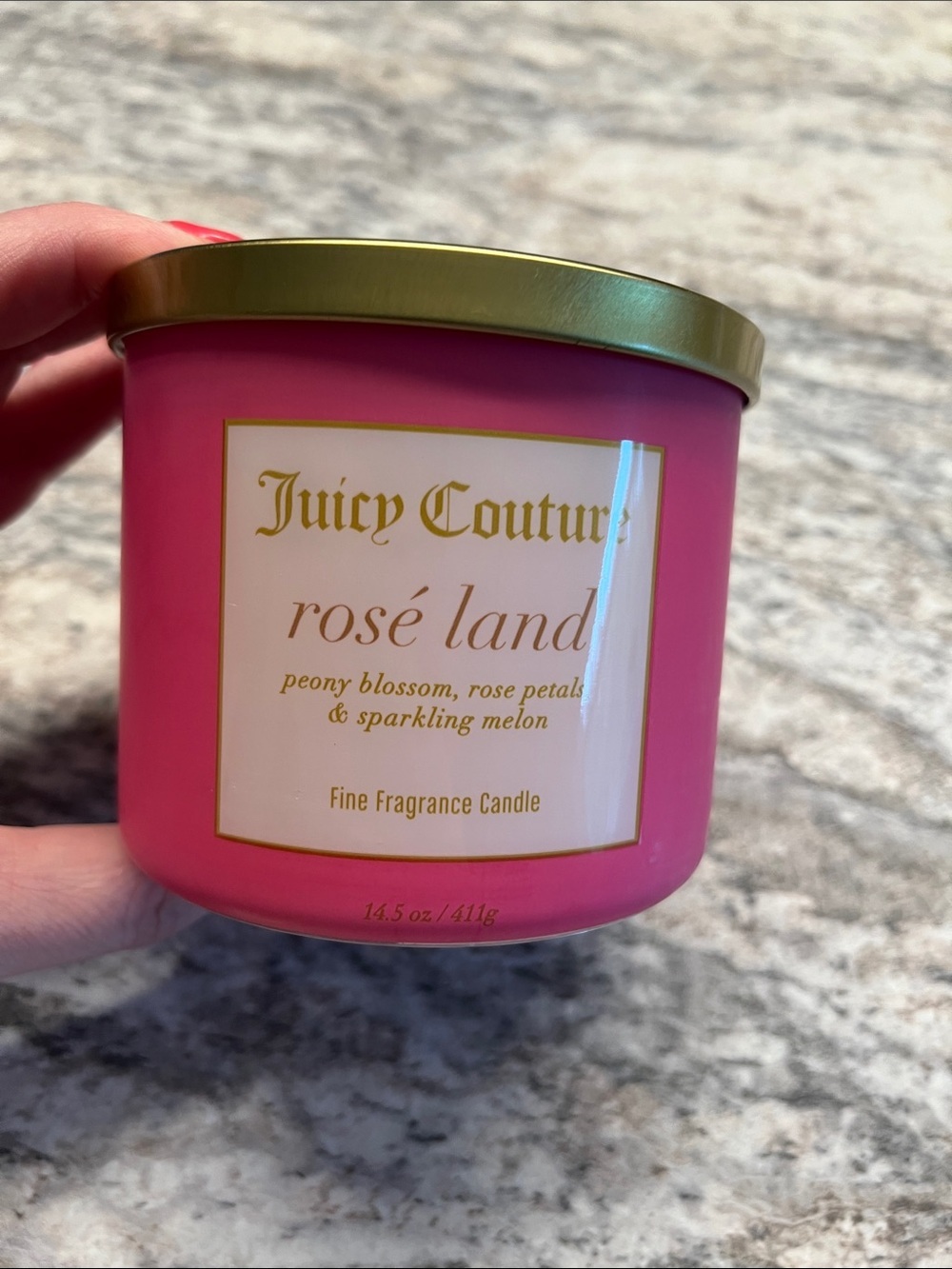 Juicy Couture Pink Rosé Land Fragrance Candle with Gold Lid NWT